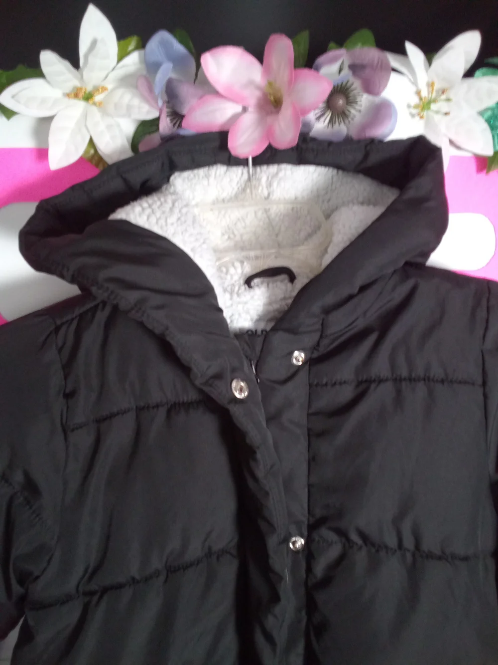 Old Navy Black Hooded Puffer Jacket for Kids